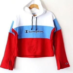 Champion Reverse Weave Cropped Long Sleeve Hoodie Size L